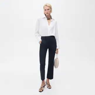 MANGO - Pantalón Recto Mujer Tiro medio