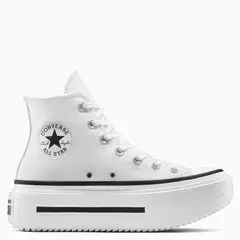 CONVERSE - Tenis con palataforma Moda Chuck Taylor All Star Lift Double Stack Unisex Blancos