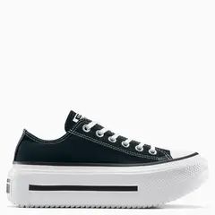 CONVERSE - Tenis con plataforma Moda Chuck Taylor All Star Lift Double Stack Unisex Negros
