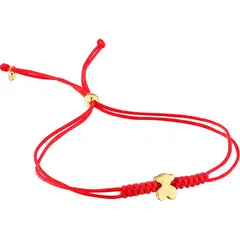 TOUS - Pulsera de oro motivo oso y nylon en color rojo Sweet Dolls