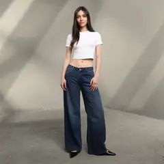 SYBILLA - Jean Super Wide leg Mujer Tiro bajo