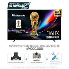 HISENSE - Televisor | | 116 pulgadas | 4K UHD | RGB-MiniLED ULED 165Hz | 116 UX