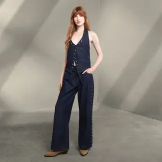 DENIMLAB - Jean Wide leg Mujer Tiro bajo