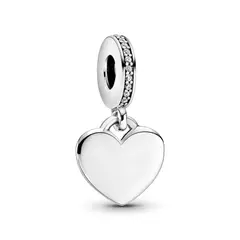 PANDORA - Charm Colgante Etiqueta de Corazón para Grabar Plata Esterlina