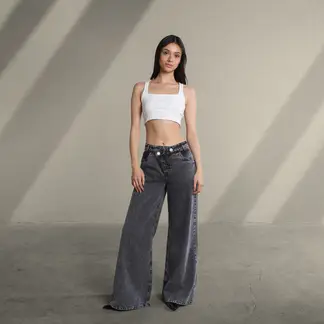 SYBILLA - Jean Wide leg Mujer Tiro medio
