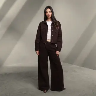 SYBILLA - Jean Wide leg Mujer Tiro bajo Pretina cruzada