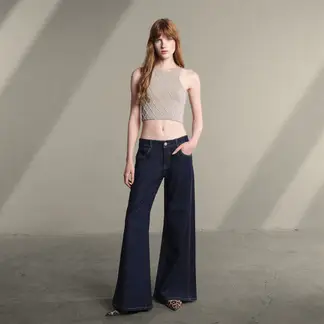 SYBILLA - Jean Wide leg Mujer Tiro bajo