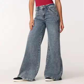 SYBILLA - Jean Wide leg Mujer Tiro bajo