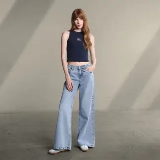 SYBILLA - Jean Super Wide leg Mujer Tiro bajo