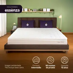 ESSENZA - Colchón Doble Firmeza Firme Resortes Pocket ROYAL PRINCE 140 x 190 Almohadas