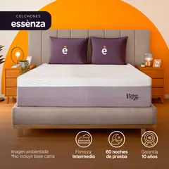 ESSENZA - Colchón Queen Firmeza Suave Resortes Pocket BALANZZE 160 x 190 Almohadas