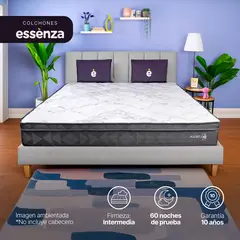 ESSENZA - Colchón con base cama Queen Firmeza Intermedio Resortes Pocket POCKET STAR 160 cm x 190 cm Mueble