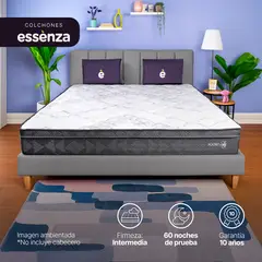 ESSENZA - Colchón con base cama Doble Firmeza Intermedio Resortes Pocket POCKET STAR 140 cm x 190 cm Mueble