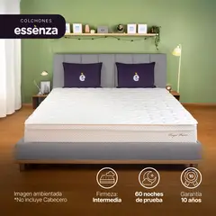 ESSENZA - Colchón con base cama Queen Firmeza Firme Resortes Pocket ROYAL PRINCE 160 cm x 190 cm Mueble