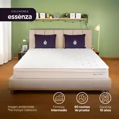 ESSENZA - Colchón con base cama Queen Firmeza Firme Resortes Pocket ROYAL PRINCE 160 cm x 190 cm Mueble