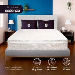 ESSENZA - Colchón con base cama Queen Firmeza Suave Resortes Pocket CLOUD+BASE 16 160 cm x 190 cm Mueble