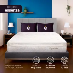 ESSENZA - Colchón con base cama King Firmeza Suave Resortes Pocket CLOUD+BASE 20 200 cm x 200 cm Mueble