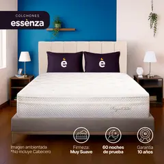 ESSENZA - Colchón con base cama Doble Firmeza Suave Resortes Pocket CLOUD+BASE 14 140 cm x 190 cm Mueble