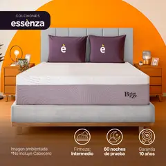 ESSENZA - Colchón con base cama King Firmeza Medio Resortes Pocket BALANZZE+BASE 200 cm x 200 cm Mueble