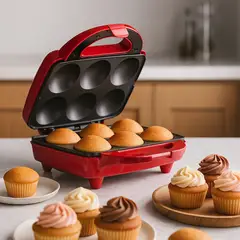 HOLSTEIN - Máquina de hacer pan RED 6-COUNT CUPCAKE MAKER