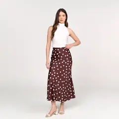 UNIVERSITY CLUB - Falda Midi Mujer con Efecto pelo