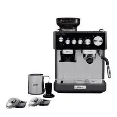 OSTER - Cafetera de Espresso Perfect Brew | con Molinillo de Muelas | Tubo de Vapor Tempsense | Porta filtro de 58 mm