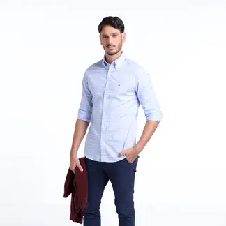 TOMMY HILFIGER - Camisa Hombre de Cuadros Manga larga de Algodón