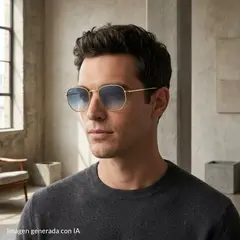 RAY-BAN - Gafas de Sol Irregulares Unisex Hexagonal Dorado Ray Ban