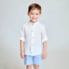 MARTIN ARANDA - Sets Camisa manga larga con cuello mao + bermuda de Lino para Bebé niño en Lino