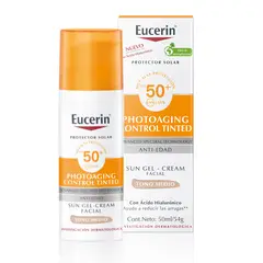 EUCERIN - Protector Solar Facial Antiedad Sun Photoaging Control Con Color Medio Fps 50+ 50 ml