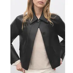 MANGO - Chaqueta Efecto cuero Mujer Efecto cuero