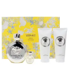 VERSACE - Set Perfume Mujer Incluye Eros Pour Femme 100Ml, Body Lotion 100Ml, Spray de Viaje 10Ml