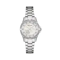 BULOVA - Reloj Mujer Crystal. Reloj Acero Inoxidable Plateado 96L226
