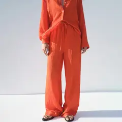 MANGO - Pantalón Recto Mujer Tiro medio
