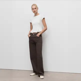 MANGO - Camiseta Mujer Tejido Manga corta de Algodón