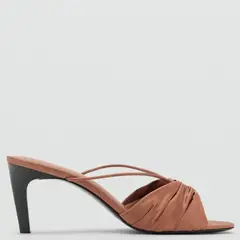 MANGO - Sandalias Mujercon tacón Aguja Frunci Cafés