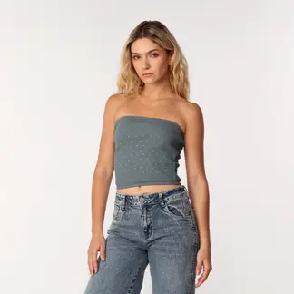 SYBILLA - Blusa Mujer Con aplique Sin mangas de Algodón