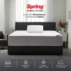 COLCHONES SPRING - Colchón Spring Semidoble Firmeza Media Ortopédico Resortado Eclipse 120 x 190 cm + Almohada