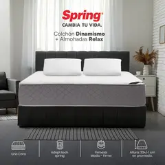 COLCHONES SPRING - Colchón Spring Doble Firmeza Media Ortopédico Resortado Eclipse 140 x 190 cm + 2 Almohadas
