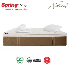 COLCHONES SPRING - Colchón Spring Semidoble Firmeza Media Ortopédico Resortado Nilo 120 x 190 cm + Almohada + Protector