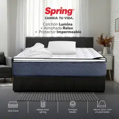 COLCHONES SPRING - Colchón Spring Semidoble Firmeza Media Ortopédico Resortado Nova 120 x 190 cm + Almohada + Protector