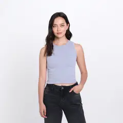 SYBILLA - Top esqueleto Mujer con Tachas Sin mangas de Algodón