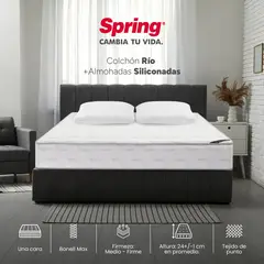 COLCHONES SPRING - Colchon Doble Firmeza Intermedio Resortes RIO 140 cm x 190 cm Almohadas Colchon Spring