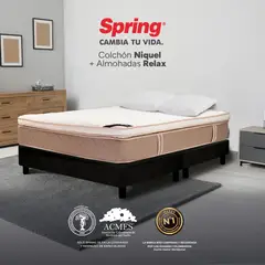 COLCHONES SPRING - Colchón Spring Queen Firmeza Media Ortopédico Resortado Niquel 160 x 190 cm + 2 Almohadas