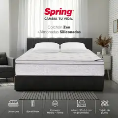 COLCHONES SPRING - Colchon Queen Firmeza Intermedio Resortes ZEN 160 cm x 190 cm Almohadas Colchon Spring