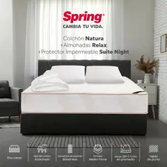 COLCHONES SPRING - Colchón Spring King Firmeza Media Ortopédico Resortado Natura 200 x 200 cm + 2 Almohadas + Protector