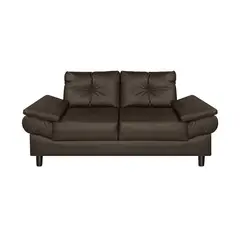 AMOBLANDO - Sofá Moderno en Cuerina 2 Puestos Michelle Café 170 x 80 x 85 cm - Mueble