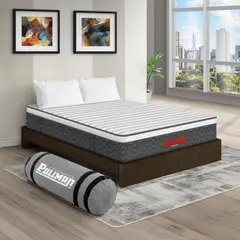 AMOBLANDO - Colchón con Base Cama King Firmeza Media Ortopédico con Pillow Resortado RollPack 200 x 200 cm + 2 Almohada Pullman