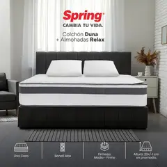 COLCHONES SPRING - Colchón Spring Doble Firmeza Media Ortopédico Resortado Duna 140 x 190 cm + 2 Almohadas