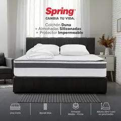 COLCHONES SPRING - Colchon Doble Firmeza Intermedio Resortes DUNA 140 cm x 190 cm Almohadas Colchon Spring